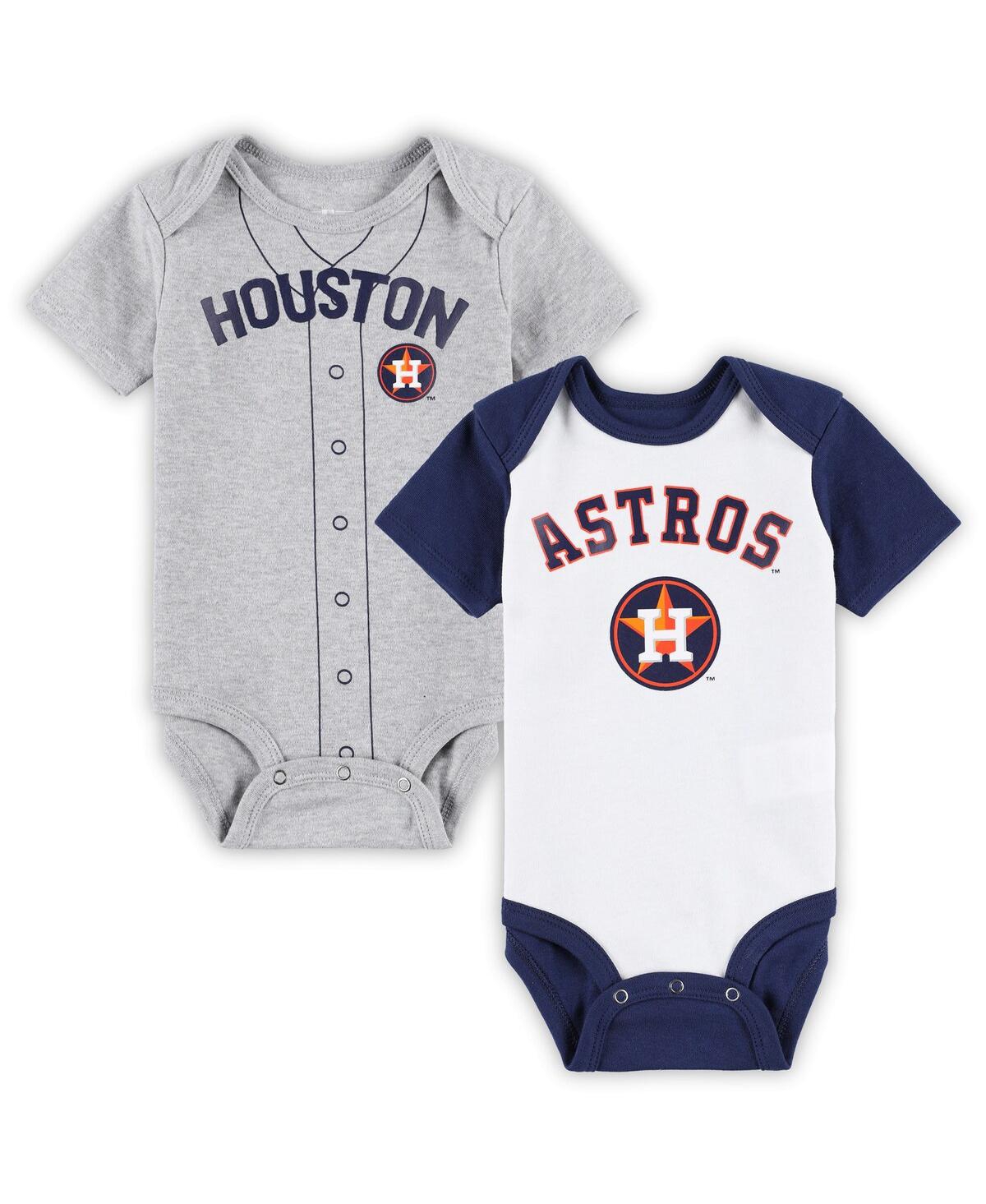 Shop Outerstuff Infant Boys And Girls White And Heather Gray Houston Astros Two-pack Little Slugger Bodysuit Set In White,heather Gray