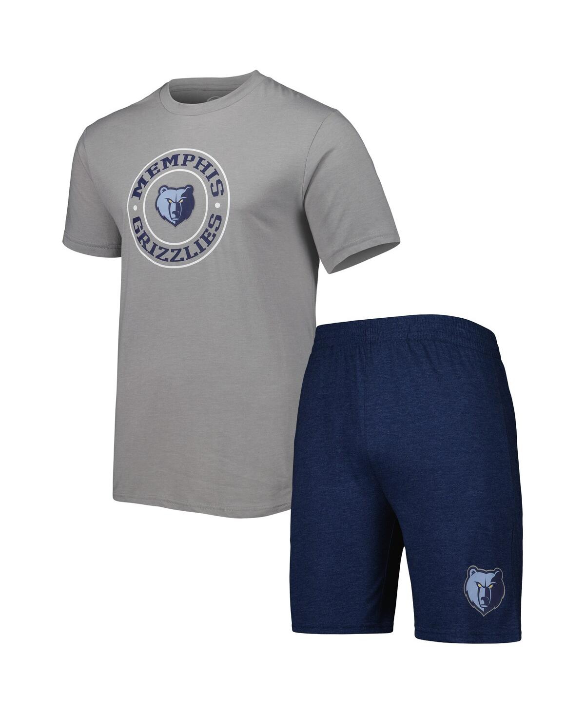 Shop Concepts Sport Men's  Gray And Navy Memphis Grizzlies T-shirt And Shorts Sleep Set In Gray,navy