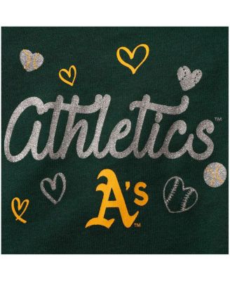 Girls Newborn and Infant Green Oakland Athletics 3-Piece Home Plate Bodysuit Bib and Booties Set