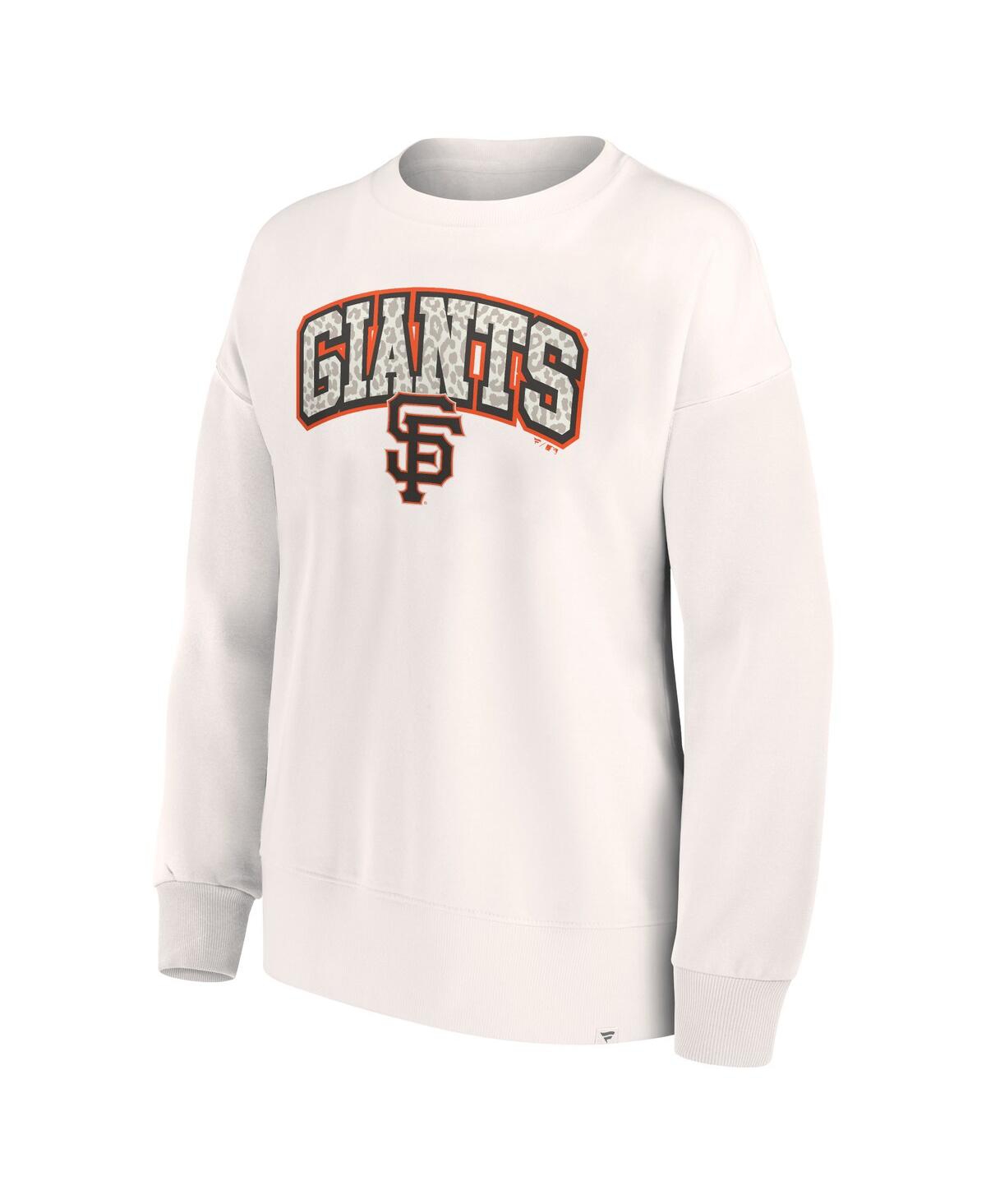Shop Fanatics Women's  Cream San Francisco Giants Leopard Pullover Sweatshirt