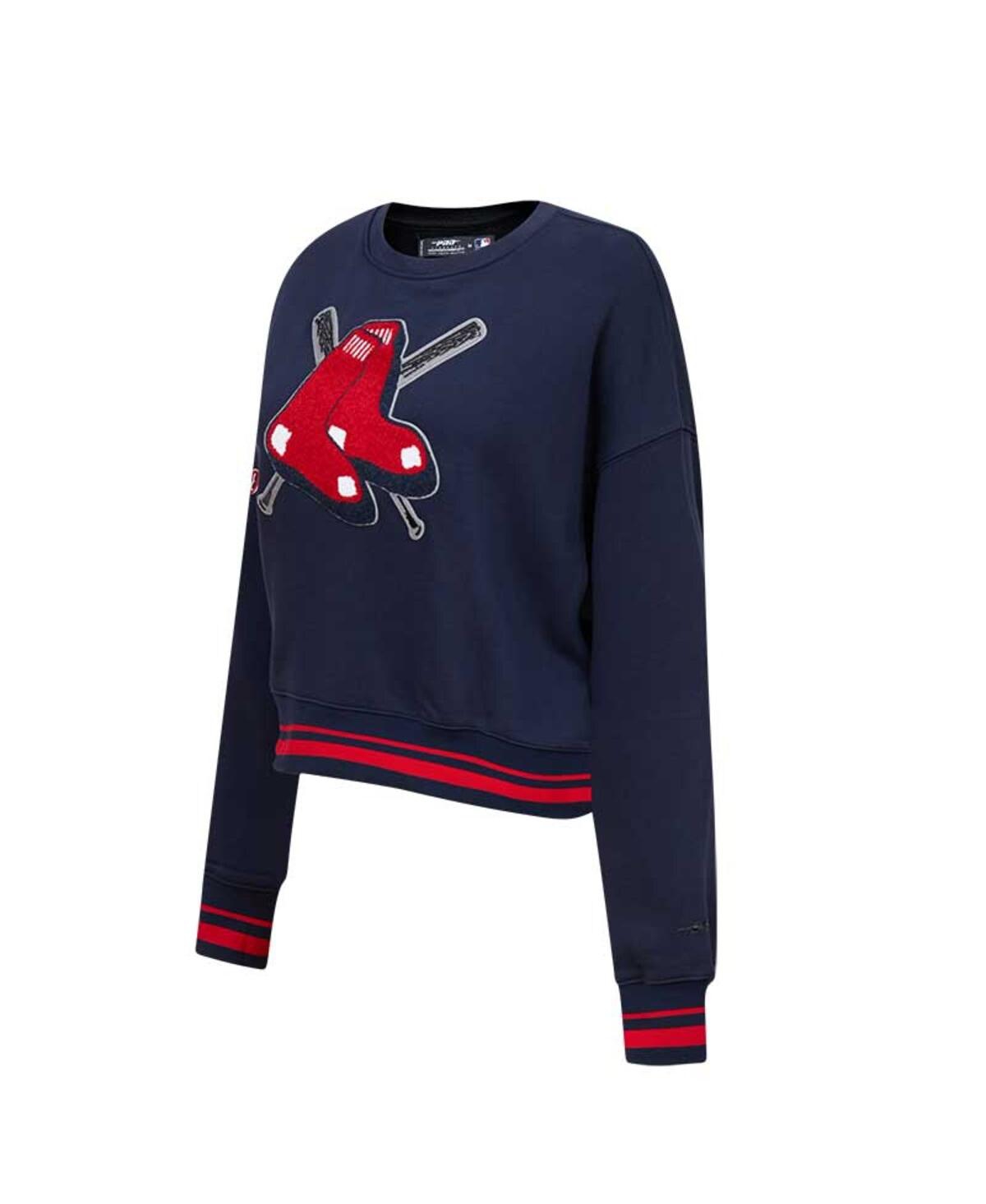 Shop Pro Standard Women's  Navy Boston Red Sox Mash Up Pullover Sweatshirt
