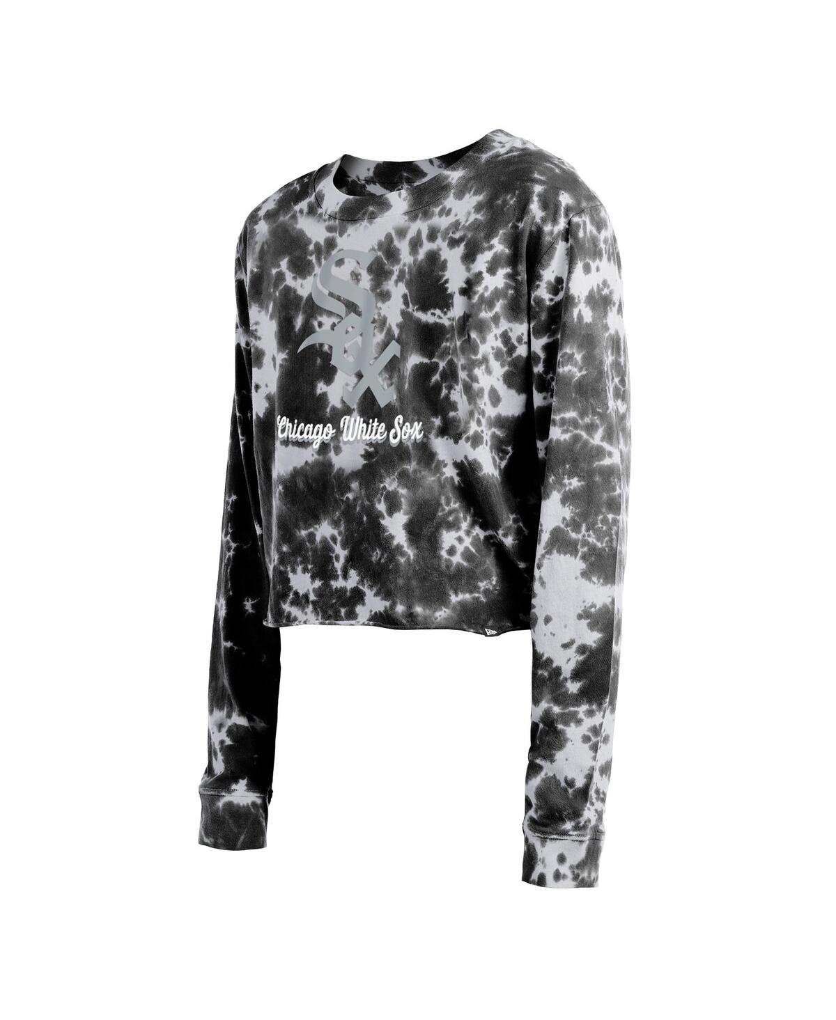 NEW ERA WOMEN'S NEW ERA BLACK CHICAGO WHITE SOX TIE-DYE CROPPED LONG SLEEVE T-SHIRT 