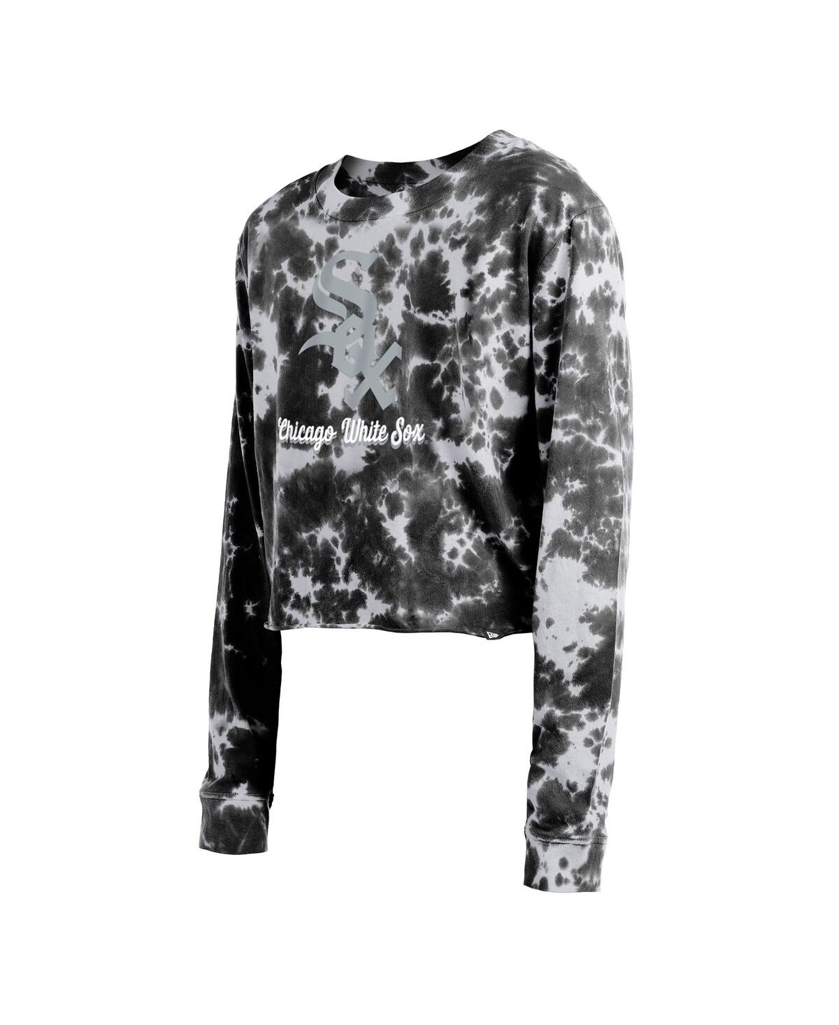 Shop New Era Women's  Black Chicago White Sox Tie-dye Cropped Long Sleeve T-shirt