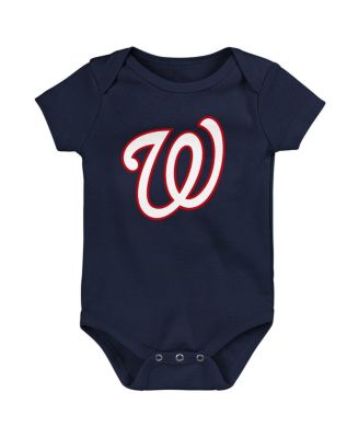 Newborn and Infant Boys and Girls Navy, White, Heather Gray Washington Nationals Biggest Little Fan 3-Pack Bodysuit Set