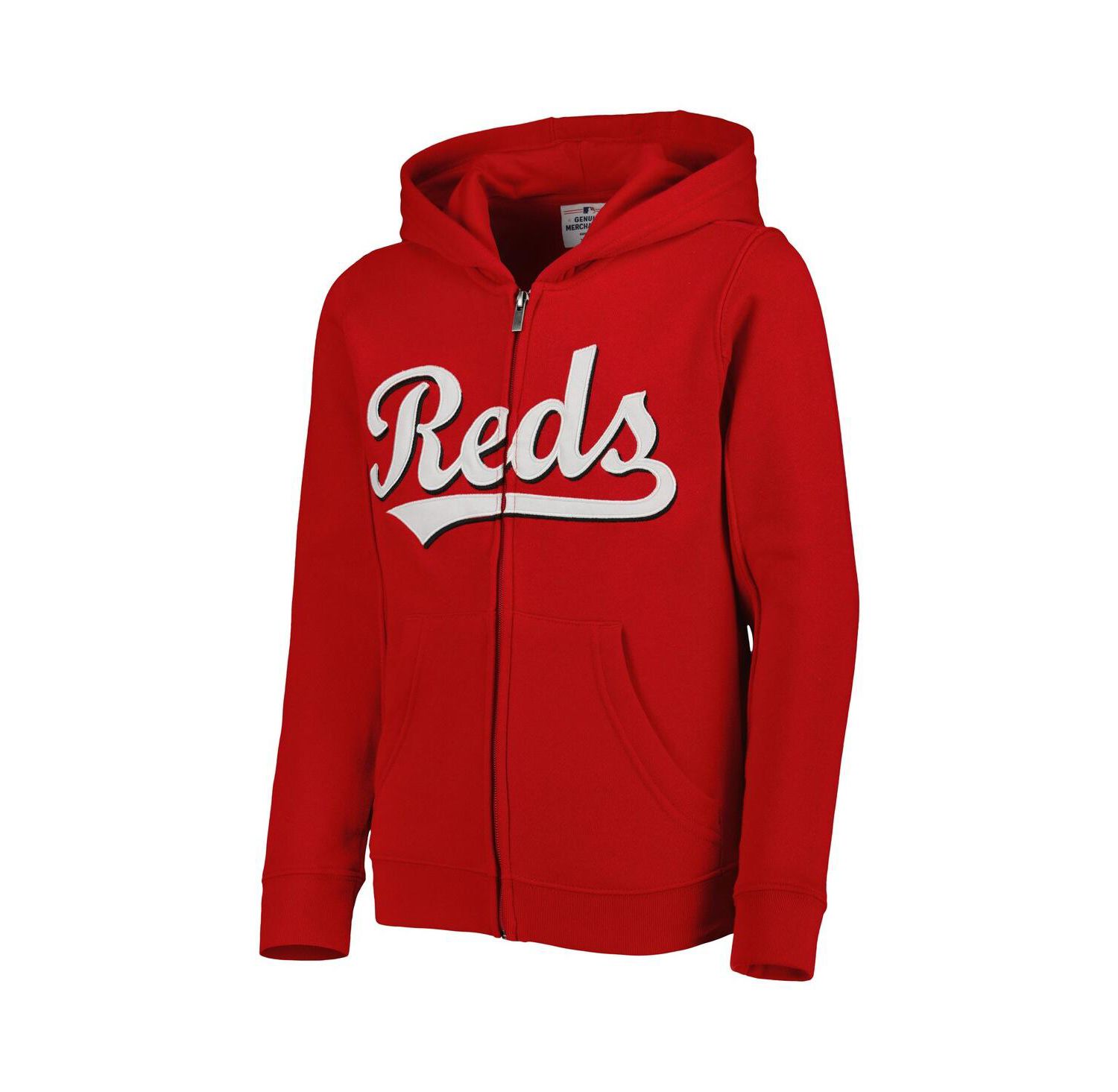 Big Boys and Girls Red Cincinnati Reds Wordmark Full-Zip Fleece Hoodie