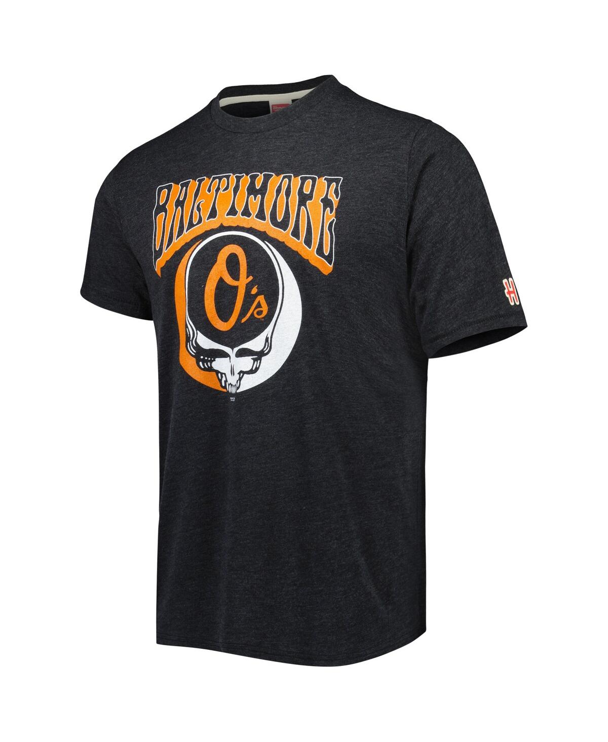 Shop Homage Men's  Charcoal Baltimore Orioles Grateful Dead Tri-blend T-shirt