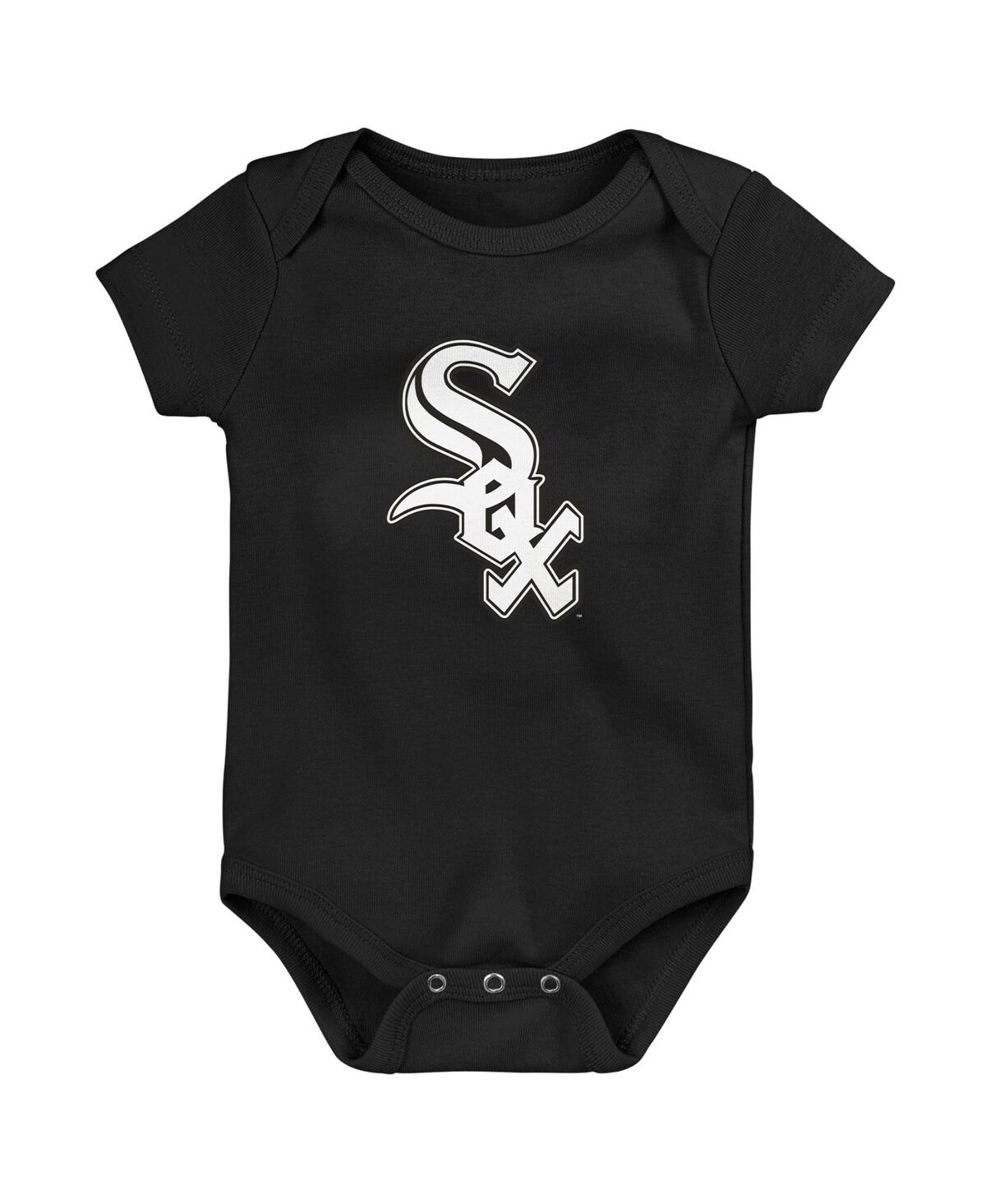 Shop Outerstuff Infant Boys And Girls Black And White And Heather Gray Chicago White Sox Biggest Little Fan 3-pack B In Black,white,heather Gray