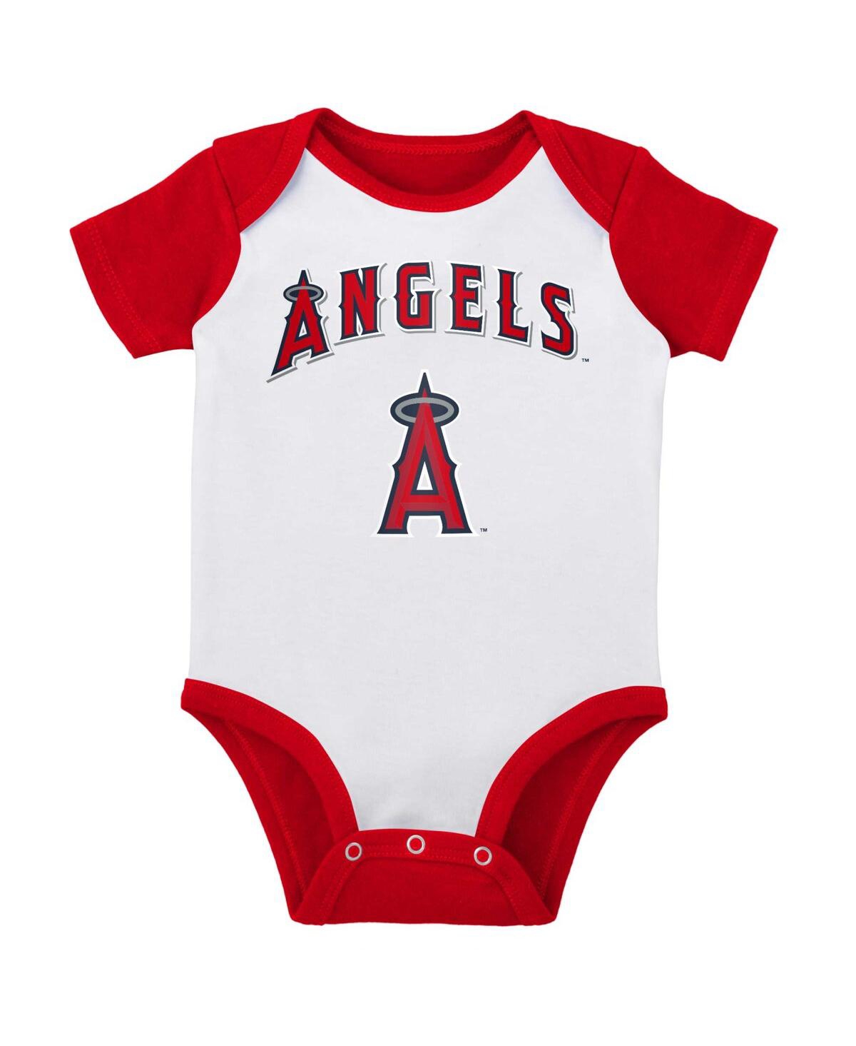 Outerstuff Infant Boys And Girls White And Heather Gray Los Angeles Angels Two-pack Little Slugger Bodysuit Set In White,heather Gray