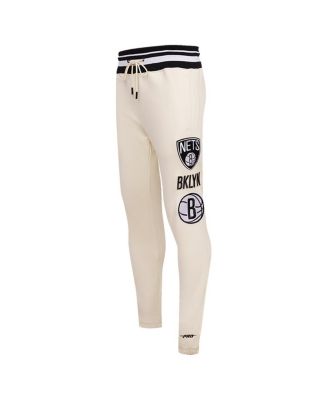 Men's Cream Brooklyn Nets Retro Classic Fleece Sweatpants
