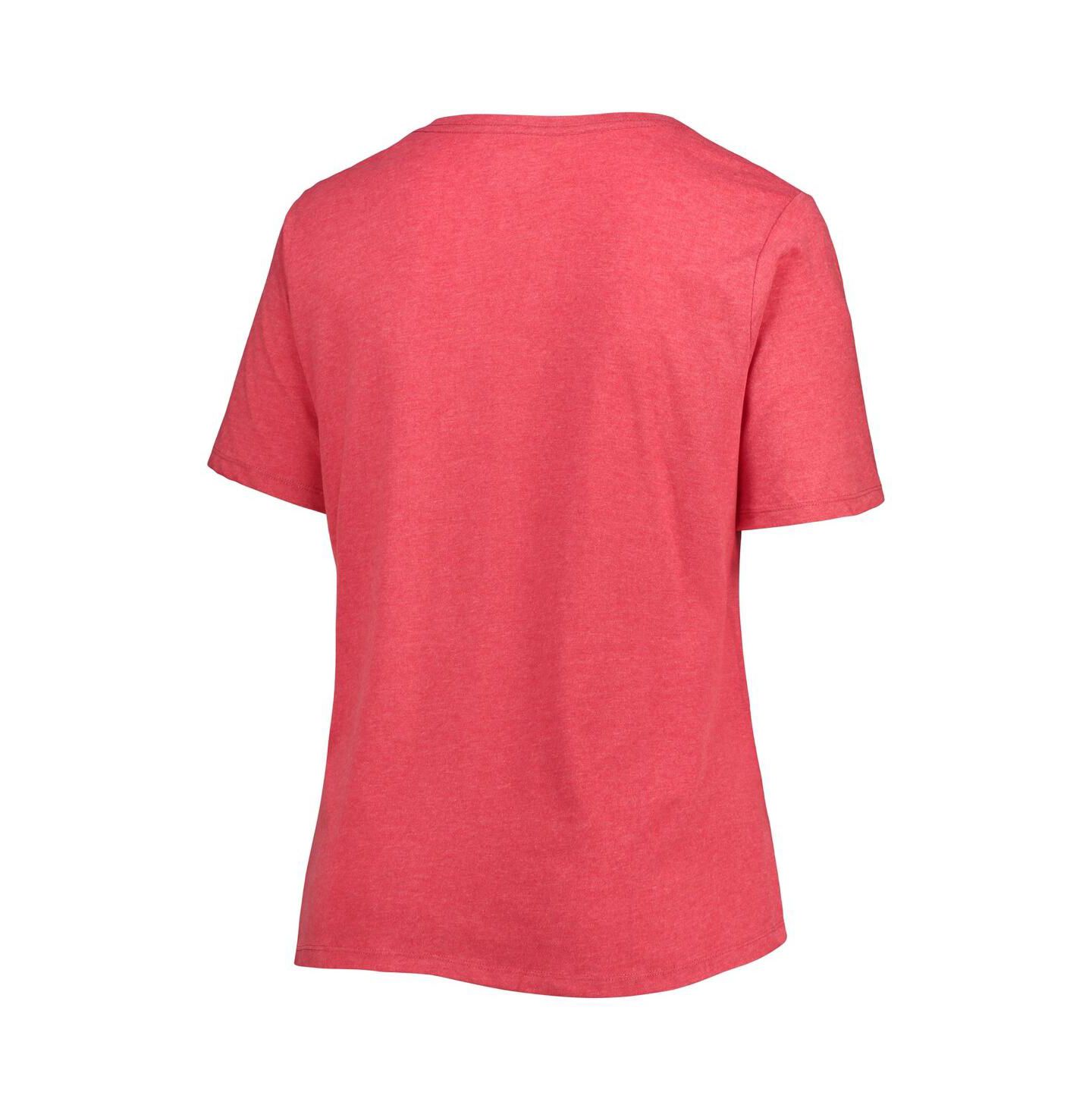Женская футболка New Era Heathered Red Miami Marlins City Connect Plus Size V-Neck — фото 4