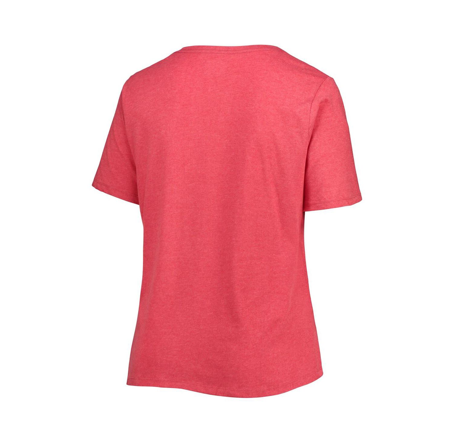 Women's Heathered Red Miami Marlins City Connect Plus Size V-Neck T-shirt