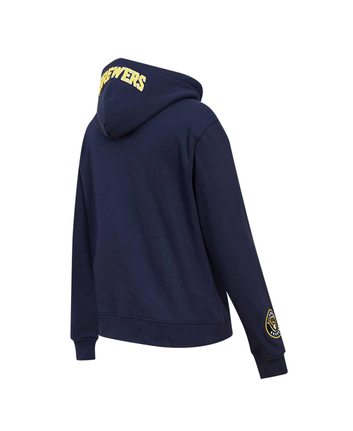 Shop Pro Standard Women's  Navy Milwaukee Brewers Classic Fleece Pullover Hoodie