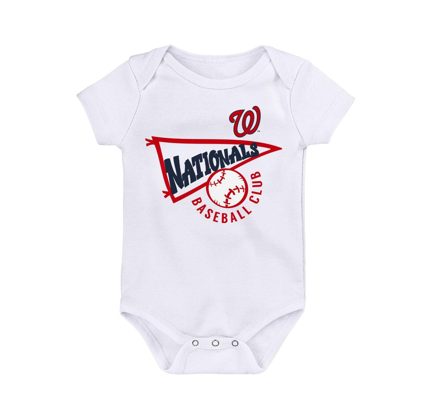 Newborn and Infant Boys and Girls Navy, White, Heather Gray Washington Nationals Biggest Little Fan 3-Pack Bodysuit Set