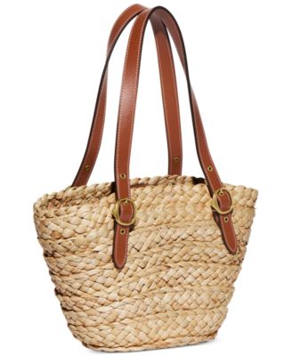 COACH Structured Straw Mini Tote Bag 16