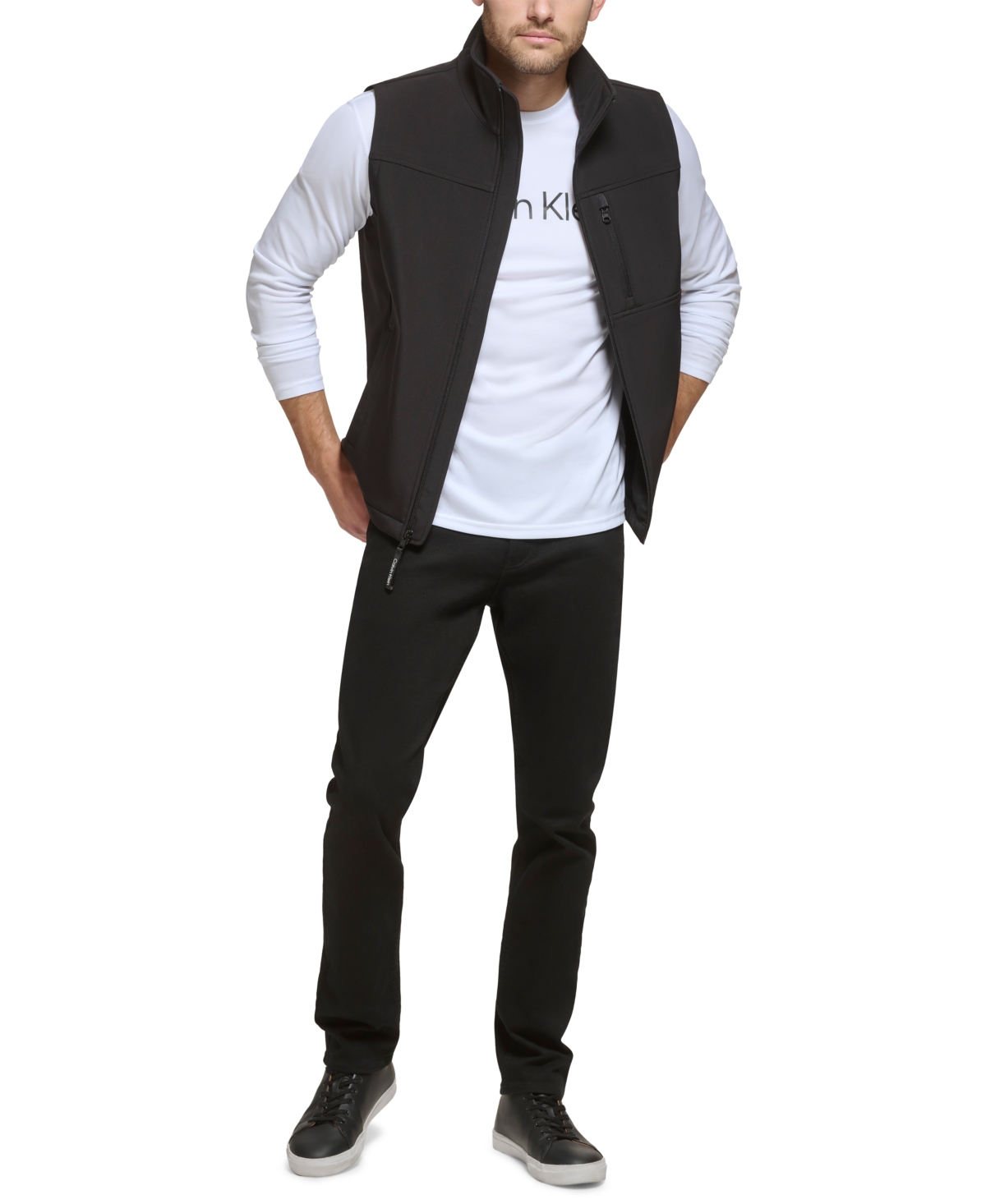Calvin Klein Men's Infinite Stretch Soft Shell Vest In Black