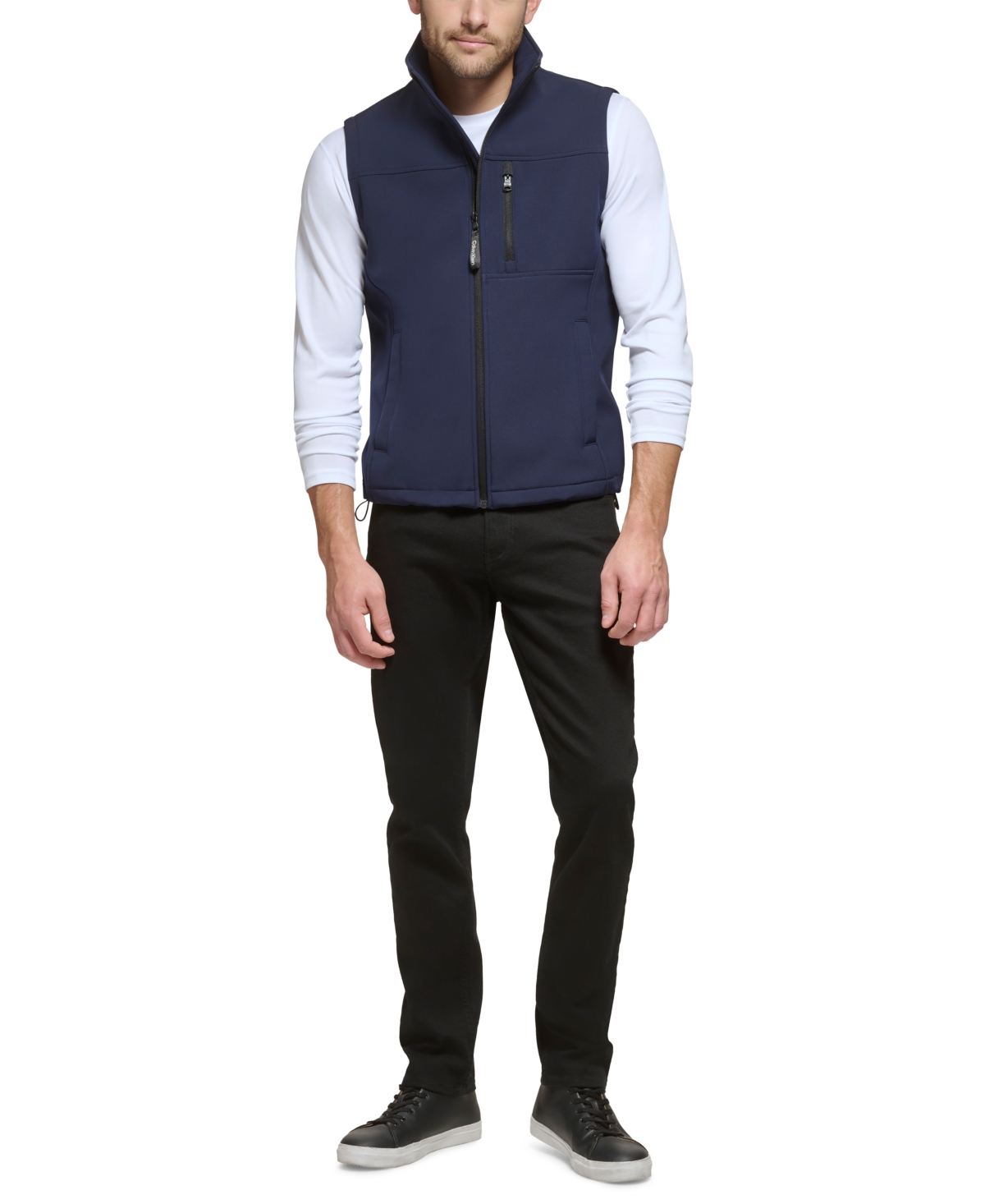 Shop Calvin Klein Men's Infinite Stretch Soft Shell Vest In New Navy