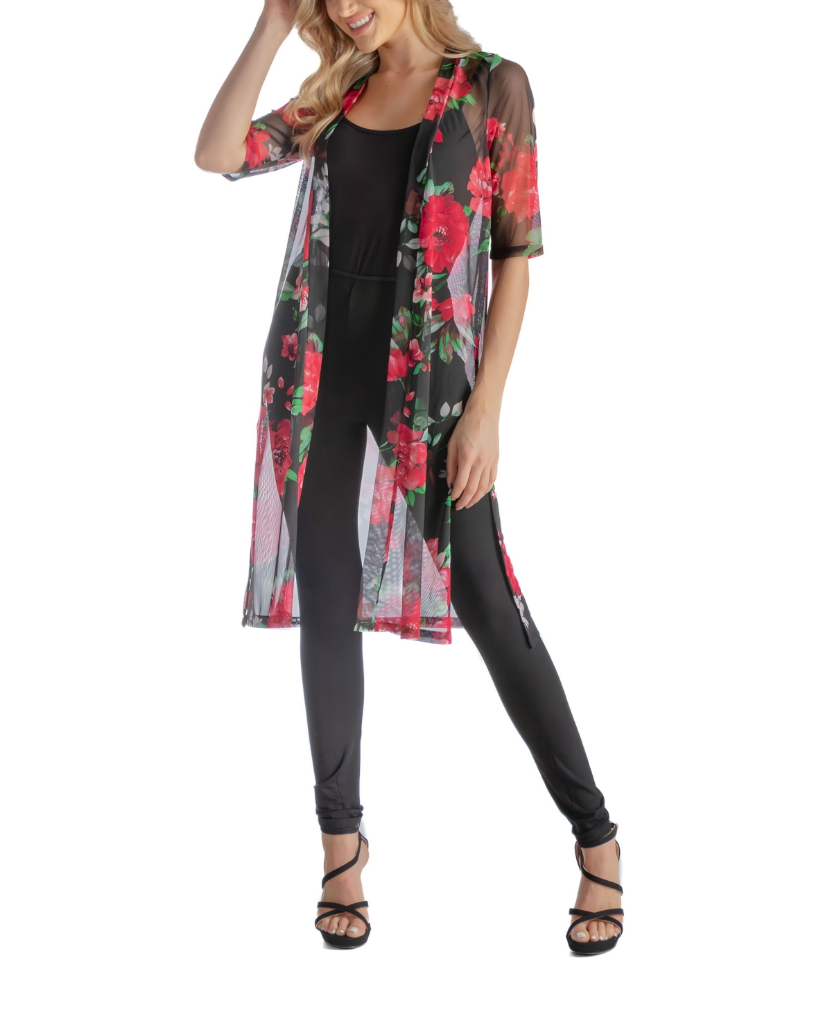 24seven Comfort Apparel Women's Just Below the Knee Cardigan