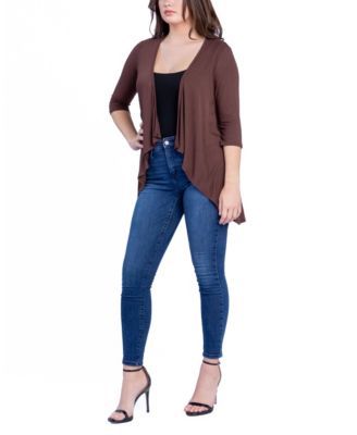 Women's Open Front Elbow Length Sleeve Cardigan Sweater