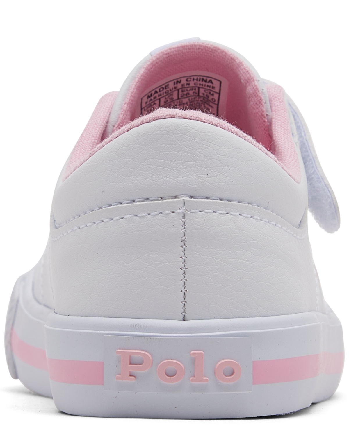 Shop Polo Ralph Lauren Toddler Girls Elmwood Adjustable Strap Closure Casual Sneakers From Finish Line In White,light Pink