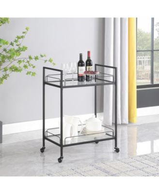 Serving Cart with Glass Shelves