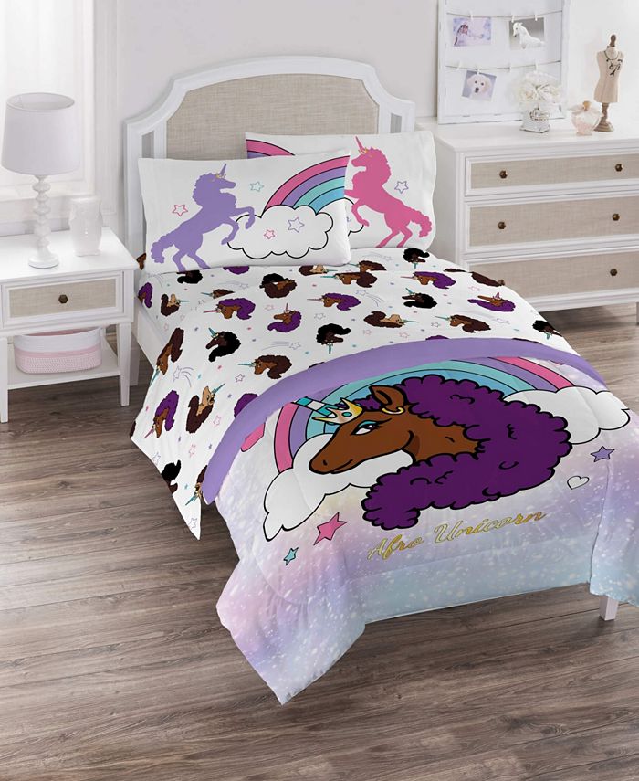 Jay Franco Afro Unicorn Unique, Divine, Magical 5 Piece Bed Set With ...