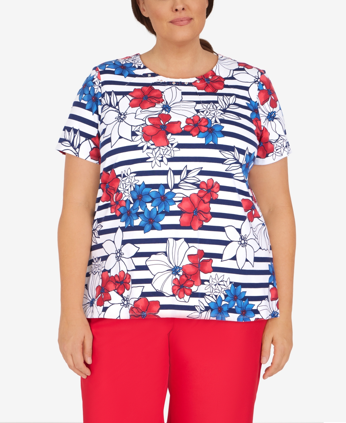 Alfred Dunner Plus Size Independence Floral Top