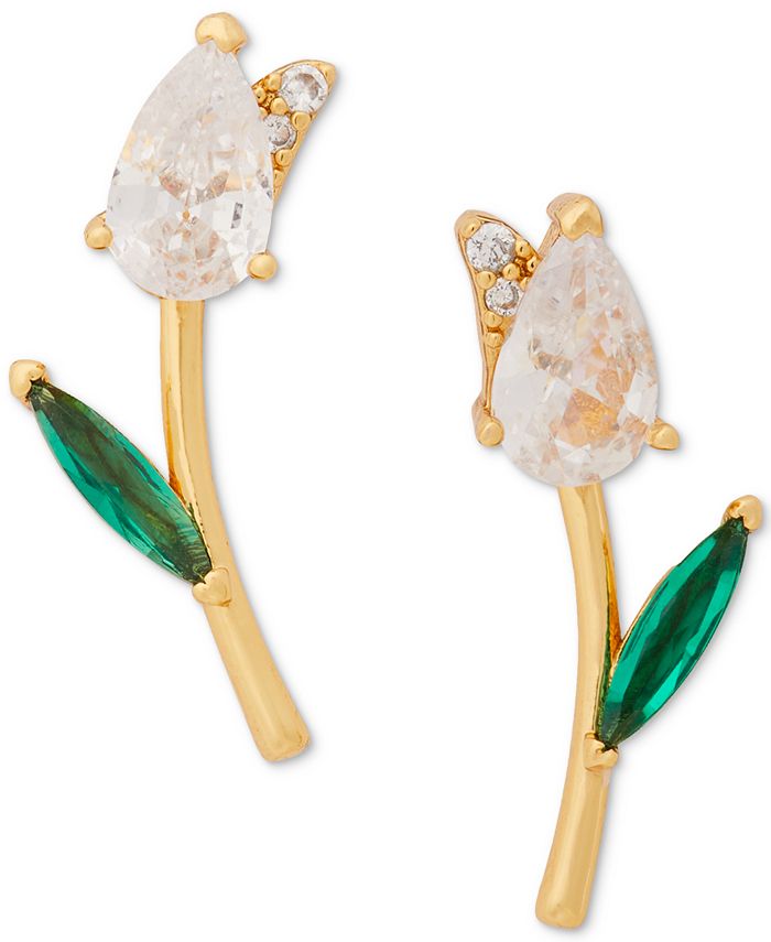 kate spade new york Gold-Tone Cubic Zirconia Tulip Stud Earrings & Reviews  - Earrings - Jewelry & Watches - Macy's