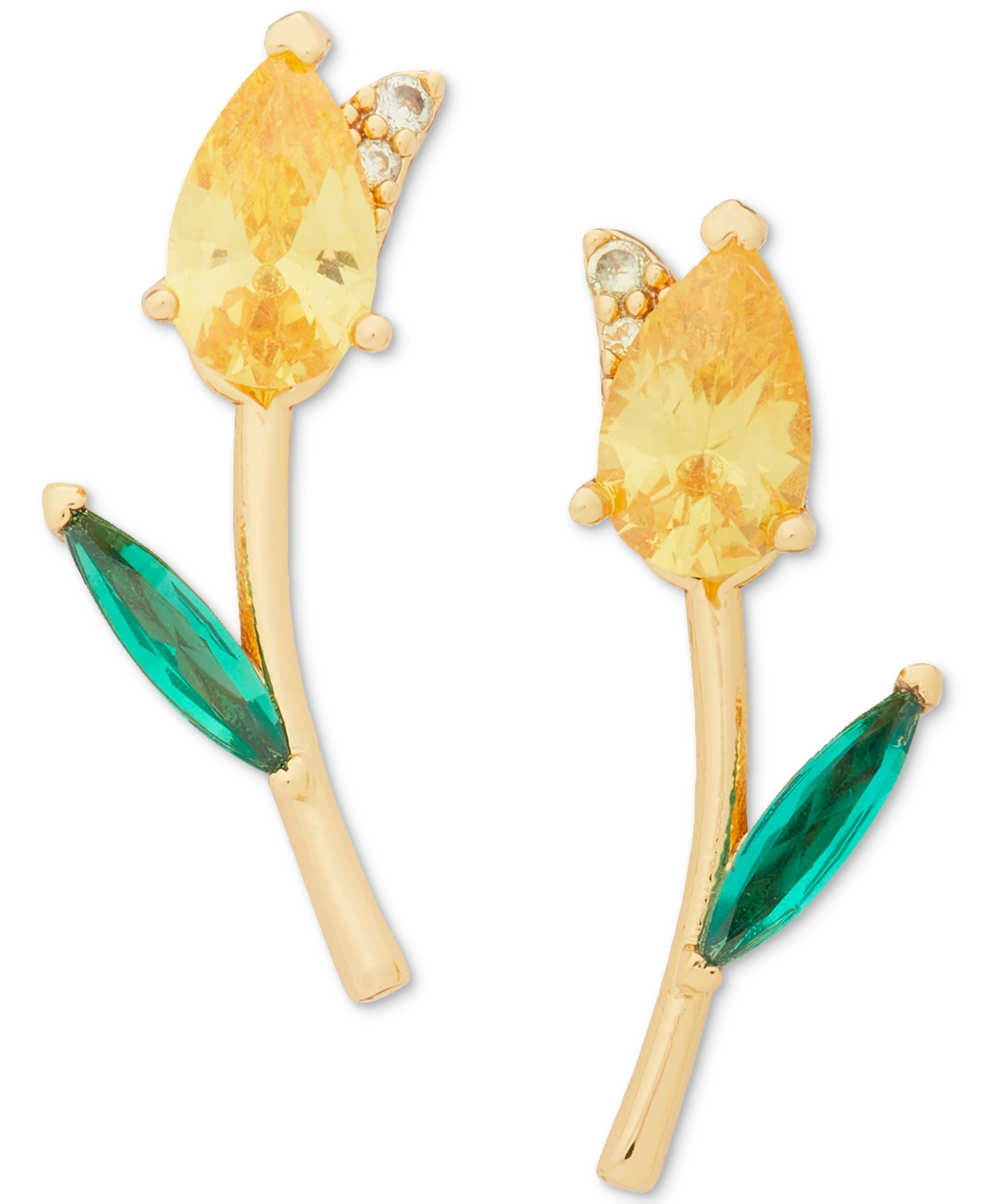 Kate Spade Gold-tone Cubic Zirconia Tulip Stud Earrings In Yellow Multi
