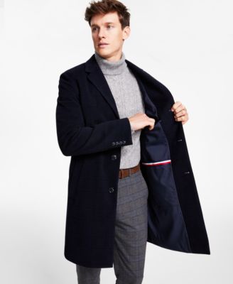 Men's Addison Wool-Blend Trim Fit Overcoat