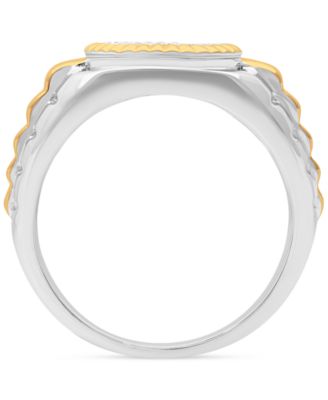 Men's Diamond Circle Cluster Ring (1/3 ct. t.w.) in Sterling Silver & 18k Gold-Plate