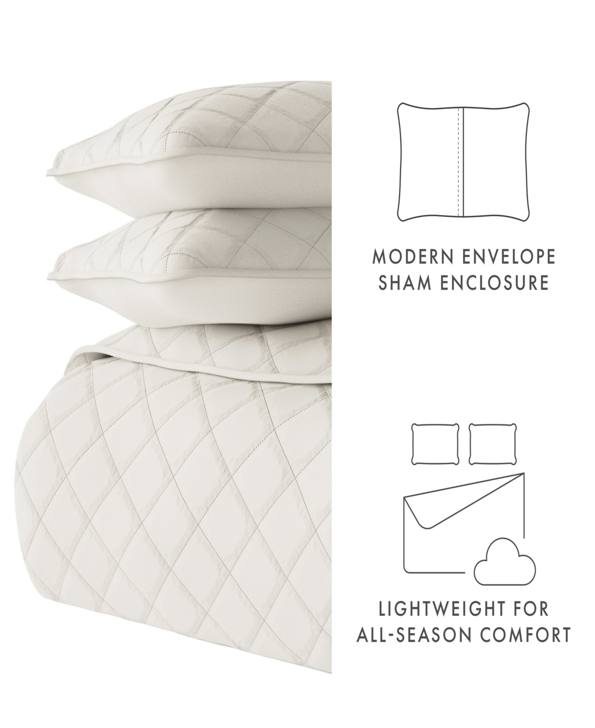 ienjoy Home All Season 3 Piece Diamond Stitch Quilt Set,