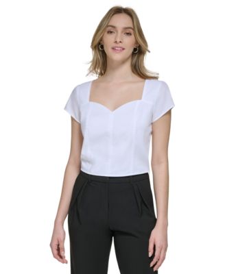 Calvin Klein - Cotton Cropped Cap Sleeve Corset Top