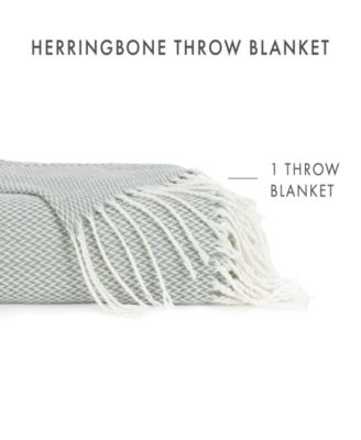 Herringbone Lightweight Fringed Throw, 60" x 50"