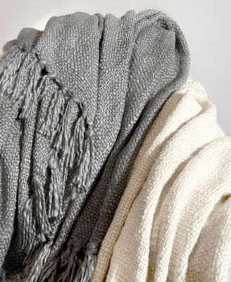 Slub-Yarn Lightweight Fringed Throw, 60" x 50"