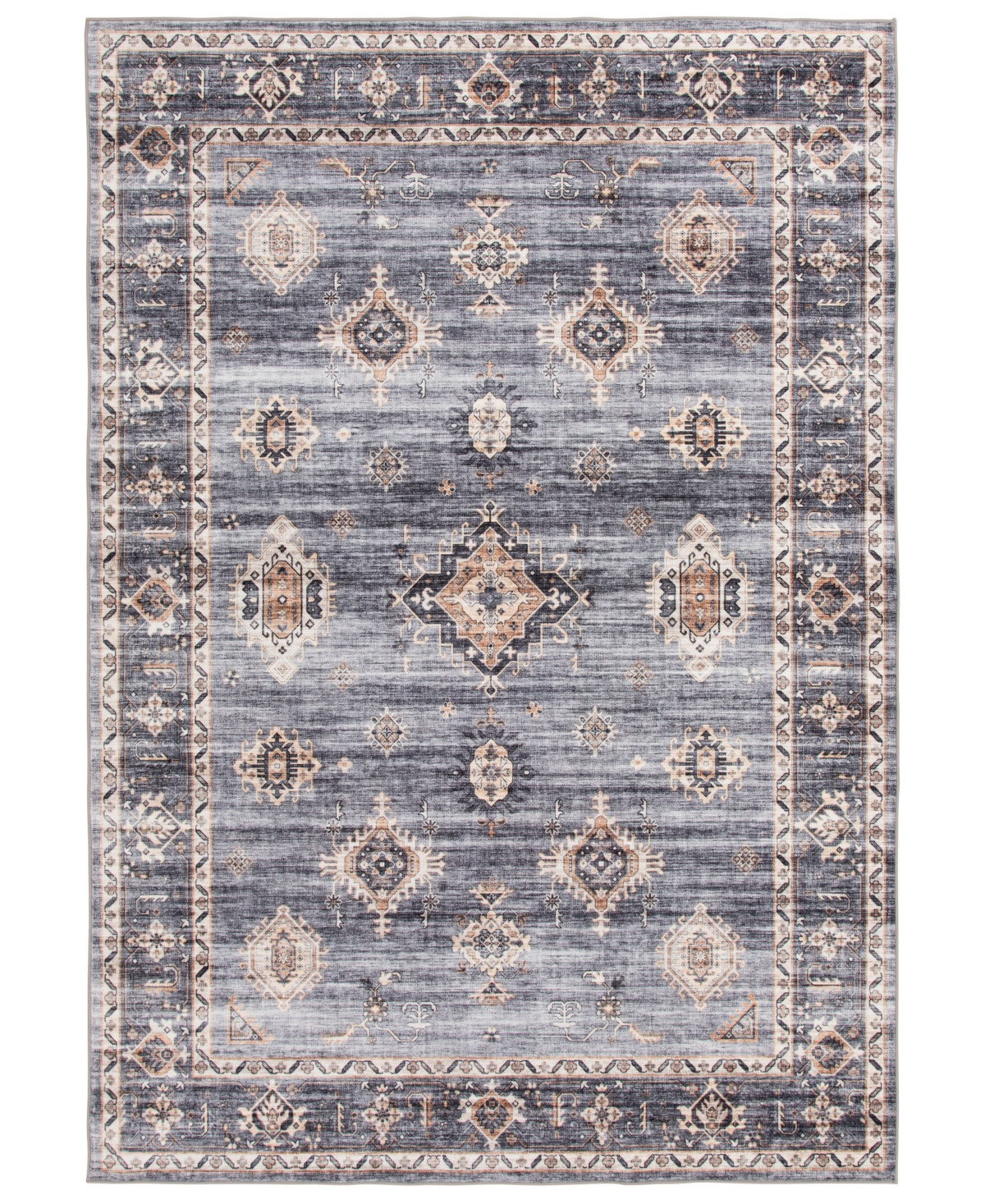 Km Home Velvet Touch Washable Raq-001 5' X 7' Area Rug In Silver