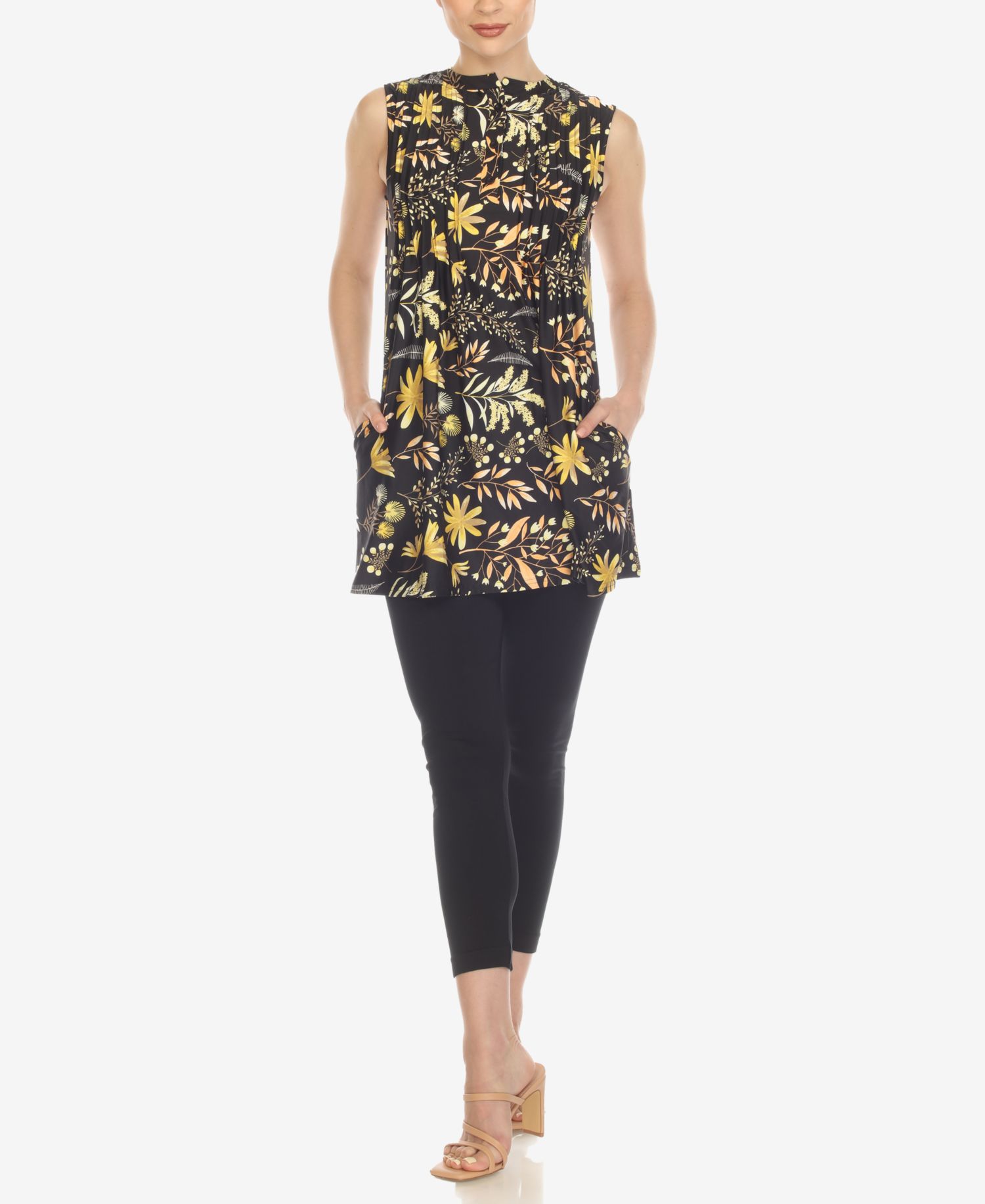 Women's Floral Sleeveless Tunic Top