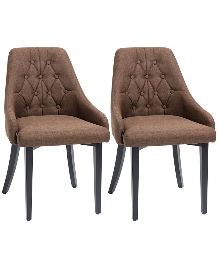 Modern Dining Chairs Set of 2, Button Tufted High Back Side