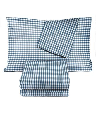 Dark Blue Gingham Sheet Set Collection