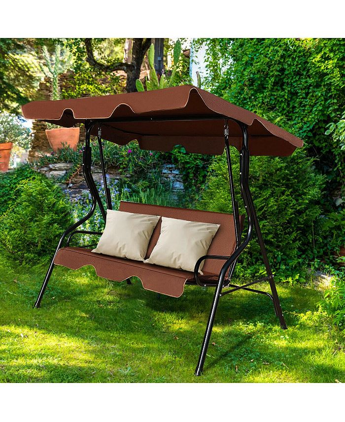 Costway 3 Seats Patio Canopy Swing Glider Hammock Cushioned Macy's