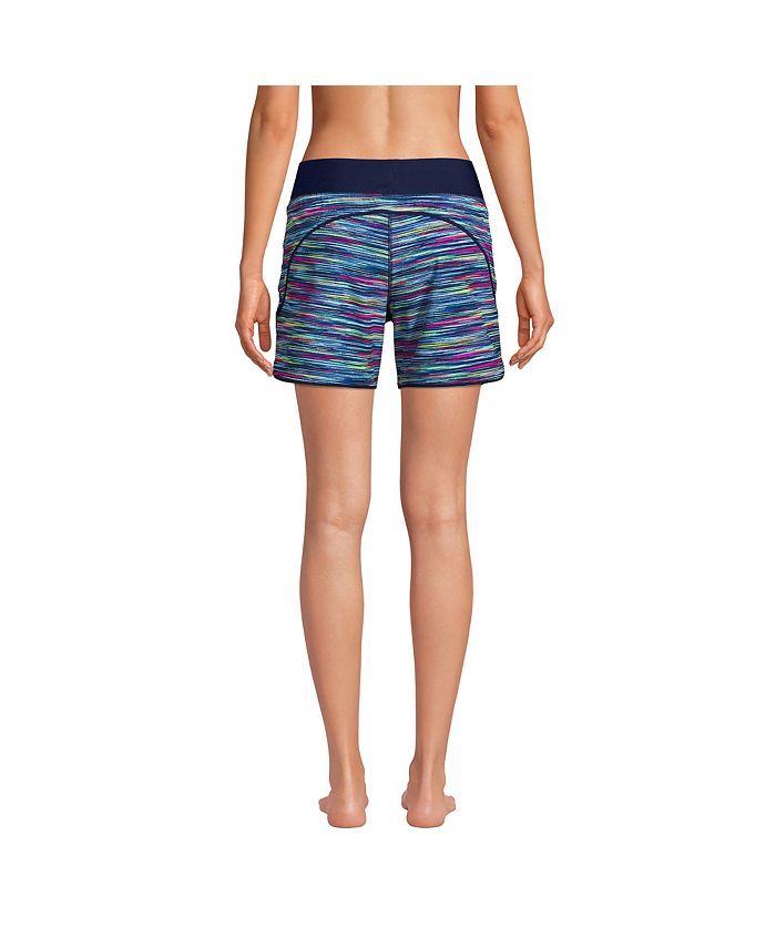 Lands' End Women's 5" Quick Dry Elastic Waist Board Shorts Swim Cover