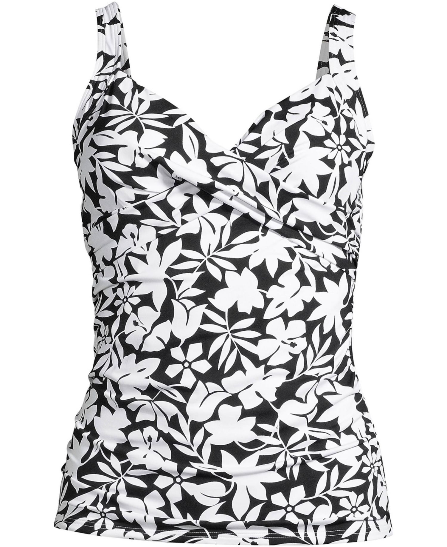 Petite V-Neck Wrap Underwire Tankini Swimsuit Top Adjustable Straps