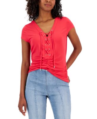I.N.C. International Concepts - Women's Lace-Up Ruched Top