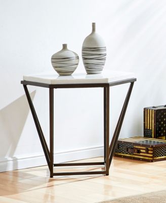 Steve Silver Corvus 24" Hexagonal Shape Marble Top End Table