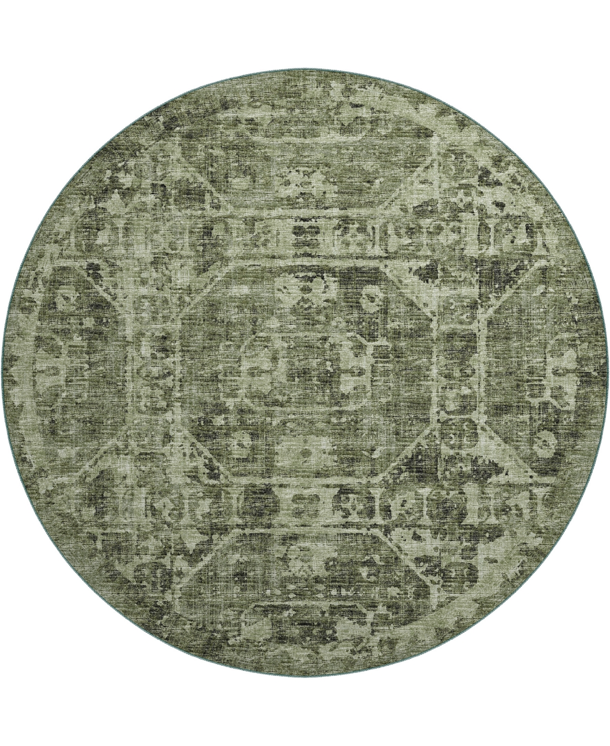 D Style Hallo Overdyed HLOD2 8' x 8' Round Area Rug - Moss