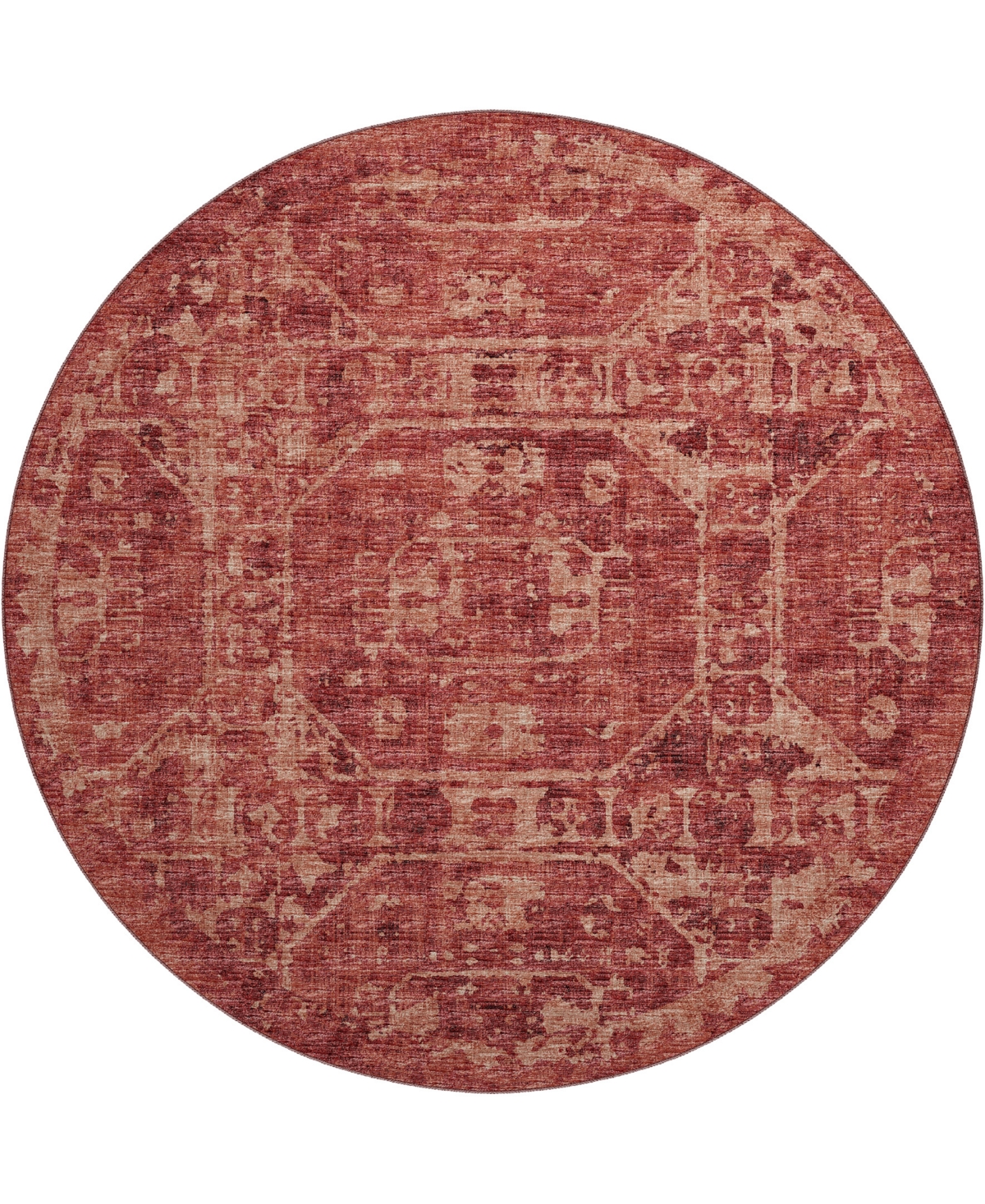 D Style Hallo Overdyed HLOD2 8' x 8' Round Area Rug - Paprika