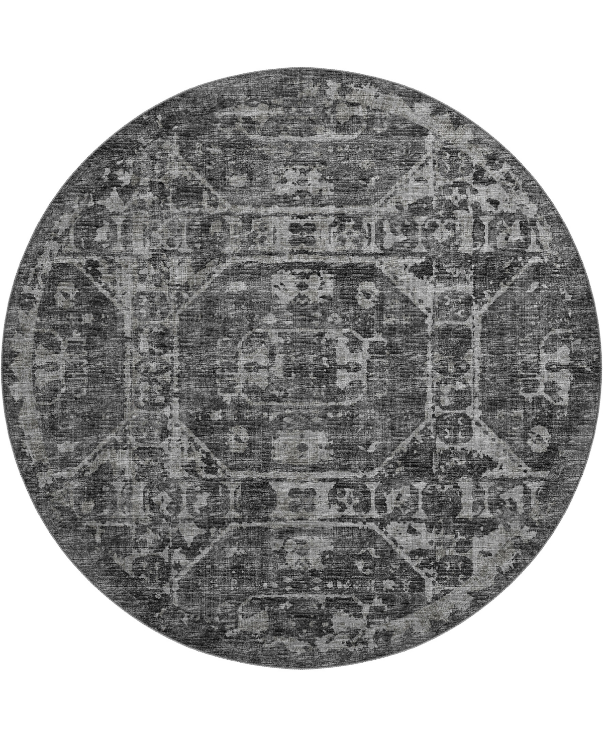 D Style Hallo Overdyed HLOD2 8' x 8' Round Area Rug - Black