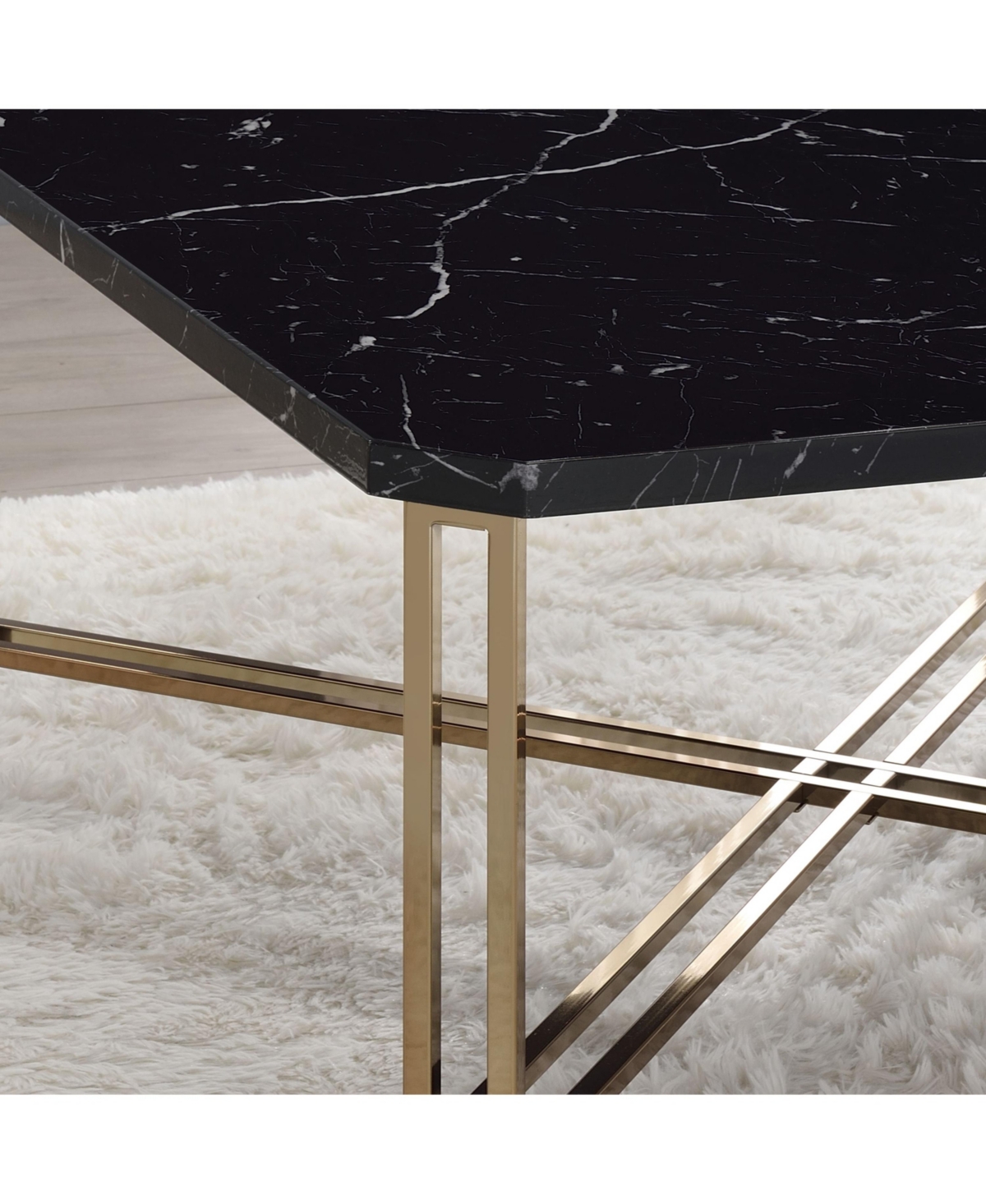 Steve Silver Daxton Faux Marble Square Cocktail Table - Gold