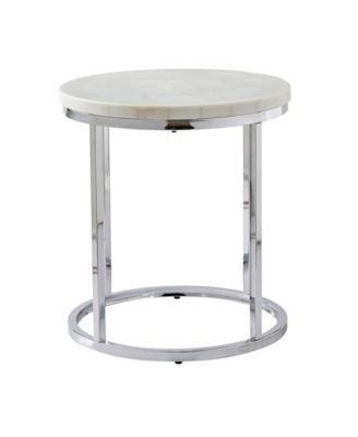 Steve Silver Echo 22" Round Marble and Chrome End Table
