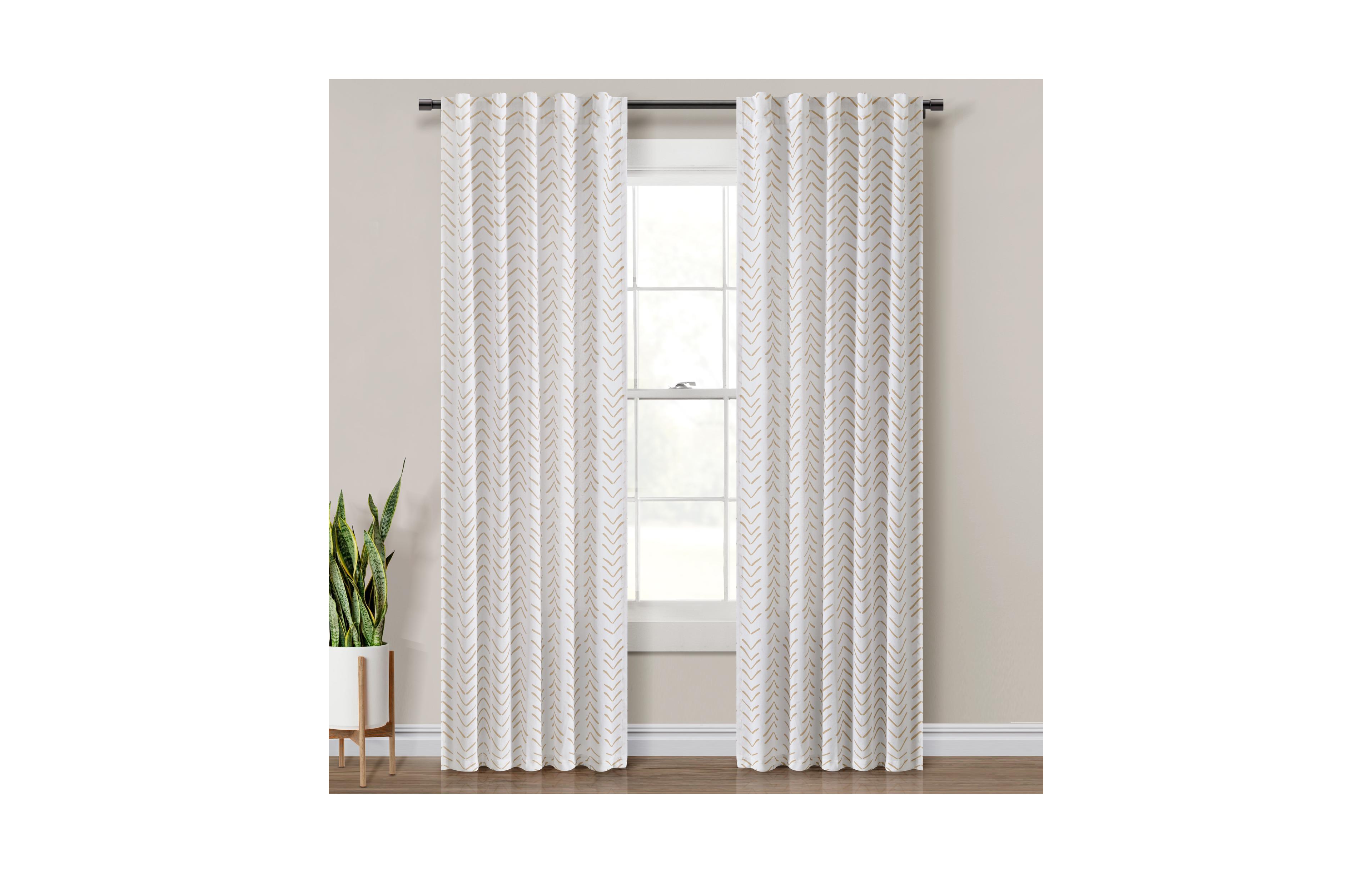 Lush Decor Hygge Modern Arrow Linen-Textured Window Curtain Panels Pair 40"W x 84"L Curtains for Bedroom - Living Room Curtains