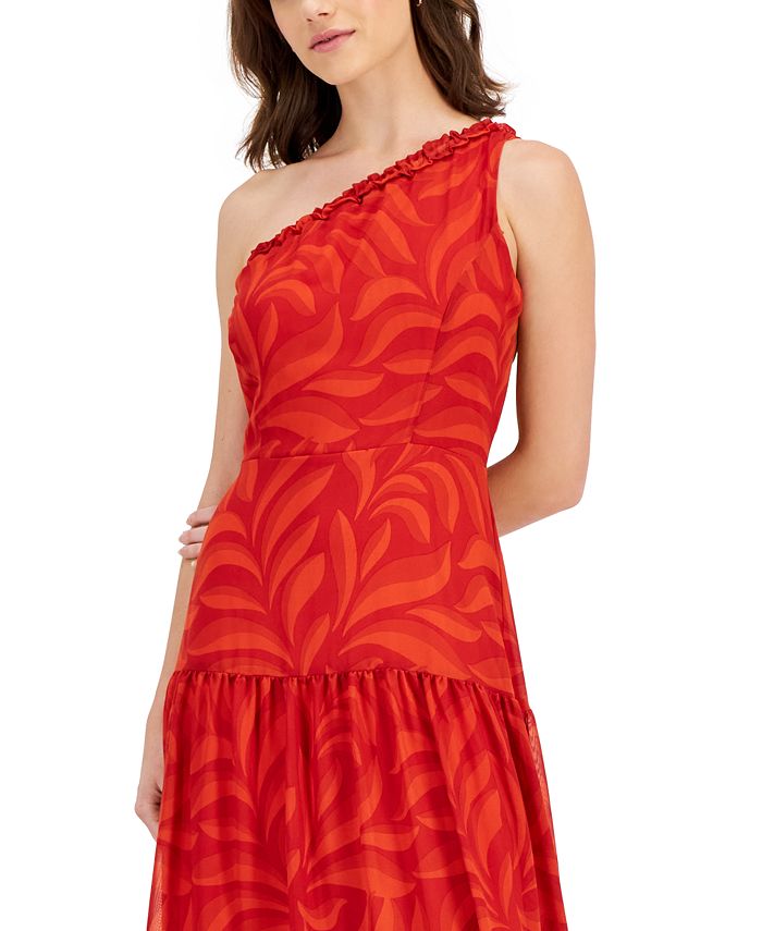 Lord And Taylor One Shoulder Dress One Shoulder Formal Gown Satin One  Shoulder Puff Sleeve Trumpet